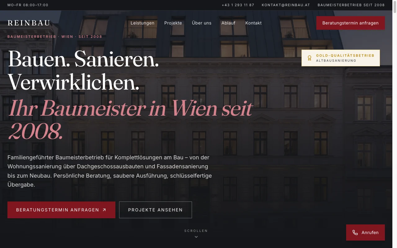 Reinbau GmbH – Desktop Vorschau